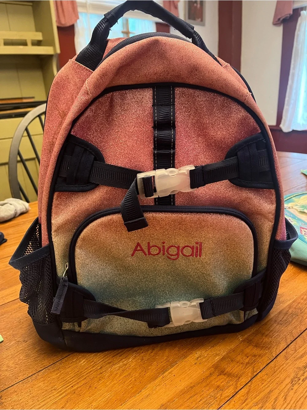 Pottery Barn Kids Ombre Pink Teal Gradient Backpack - Personalized Abigail